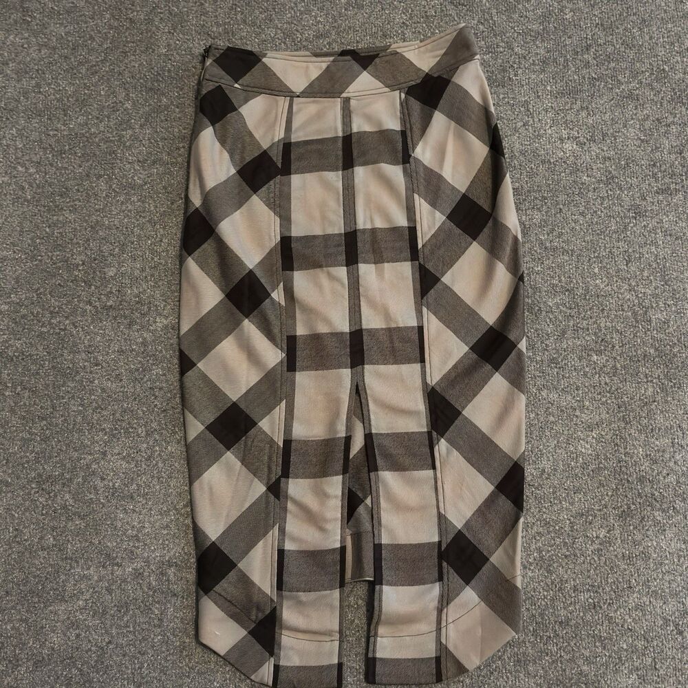 Free People Skirt Academia Preppy Geometric Precision Plaid Pencil Gray Size 2 - Picture 3 of 8